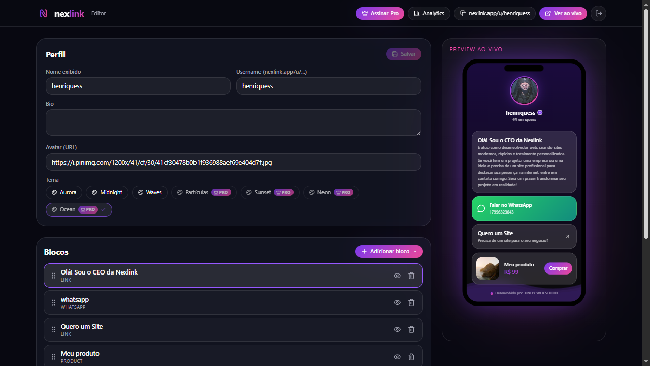 NexLink - Funcionalidades